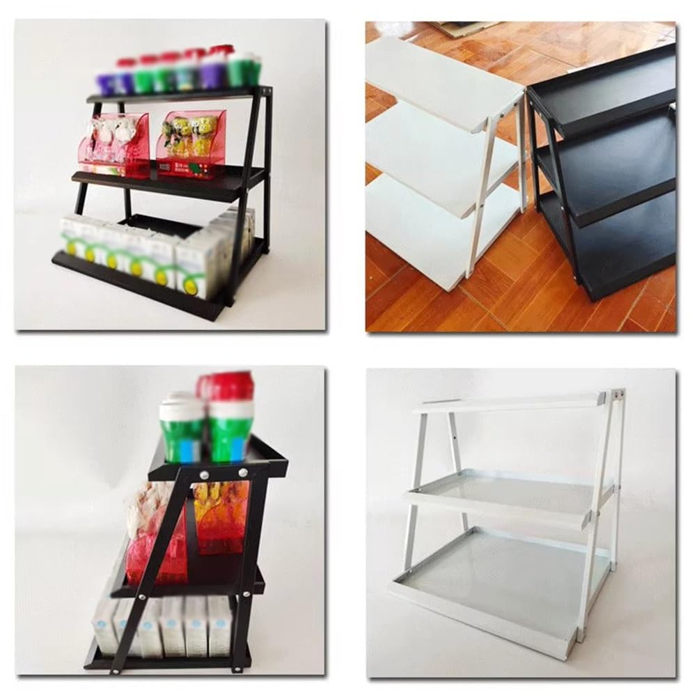 Snack in metallo a 3 ripiani – Multifunzionale da banco Candy Display Rack per vendita al dettaglio, ufficio, dispensa e camera da letto – 60 x 33 x 40 cm, bianco – Supporto per snack ideale per un