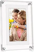 Porta-retratos de acrílico de 5 polegadas com 4 GB de memória e bateria interna de 1000 mAh, que reproduz slides em movimento, porta-retratos digital eletrônico com música, perfeito para decoração de