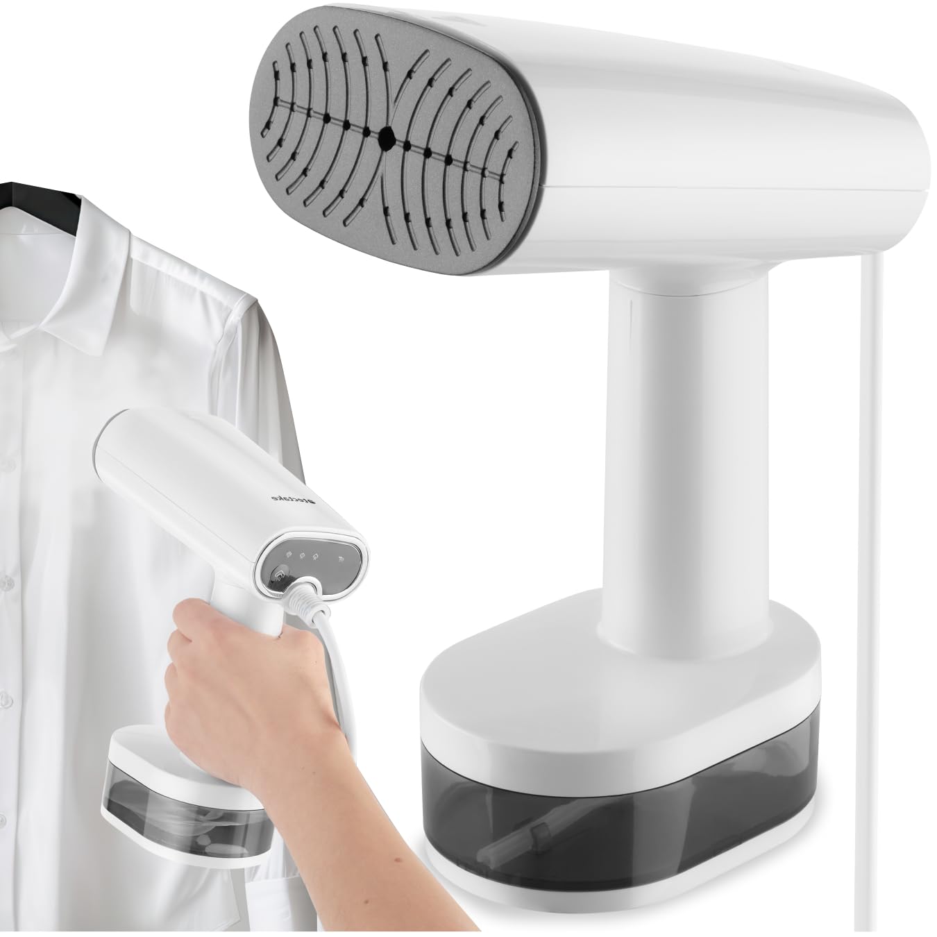 tectake® Stiratore Verticale, Ferro a Vapore con Serbatoio Ampio, Ferro da Stiro Verticale con 4 Modalità, Adatto a Tutti i Tessuti, Riscaldamento Rapido, Adattatore per Bottiglie - 1640 W