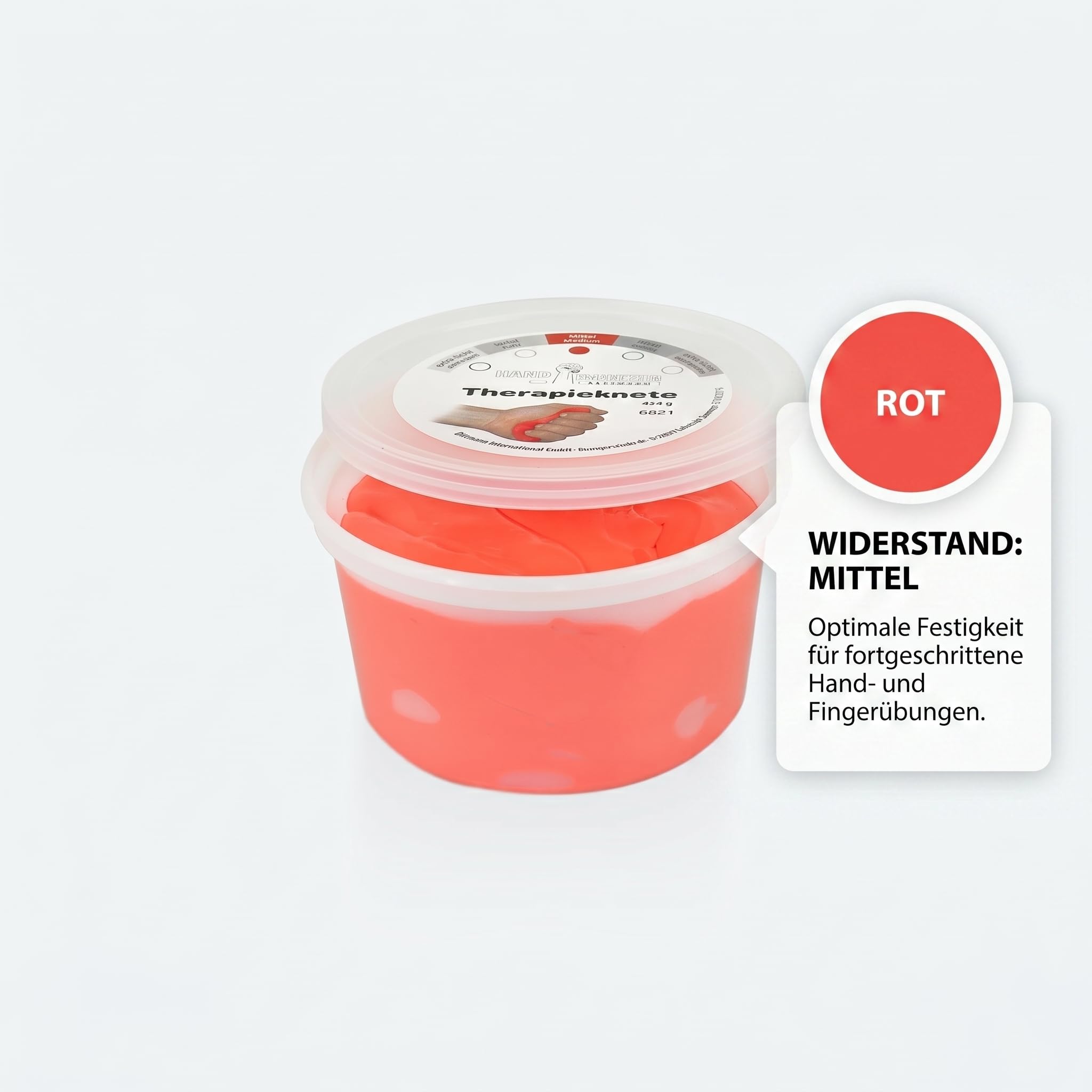 Plastilina terapúetica media para fisioterapia y entrenamiento, 453 g, color rojo