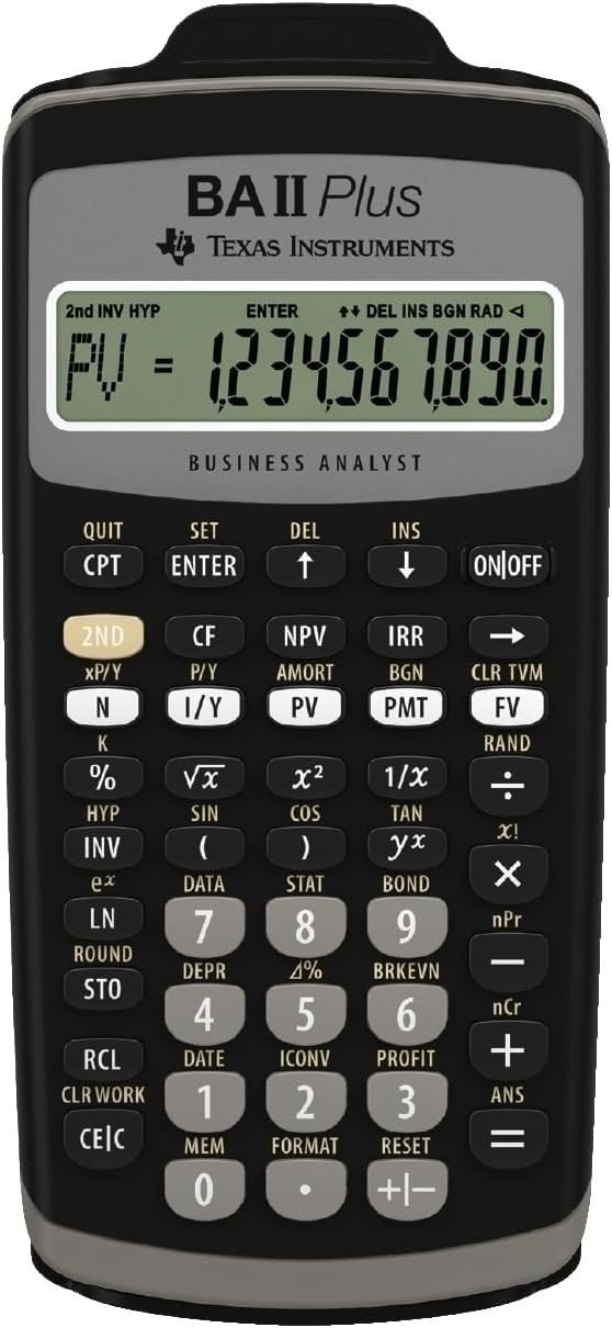 Texas Instruments BA-II-Plus Calculatrice financière 10 chiffres Mémoire 10 Mo