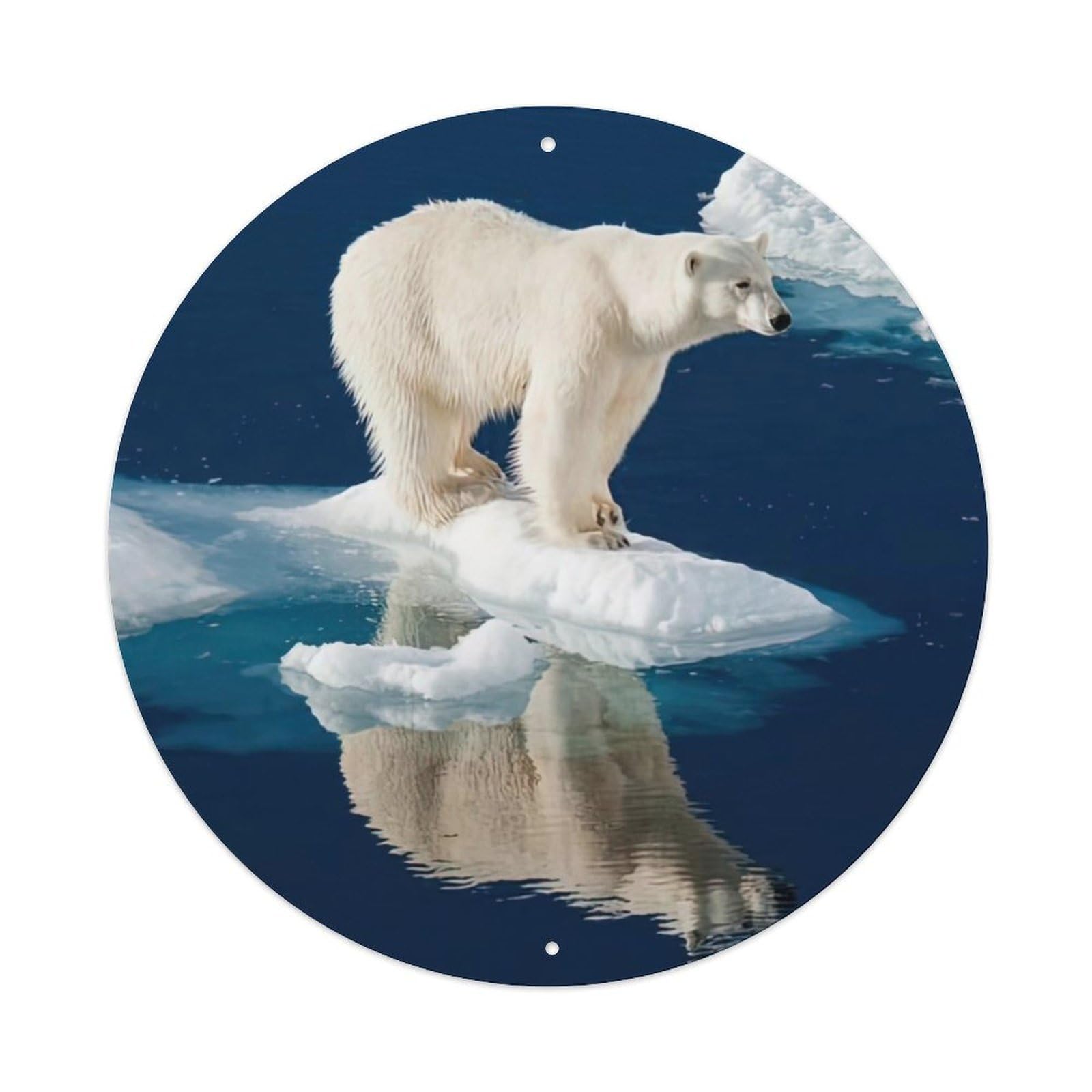 Arctic Animals Polar Bear on Ice Vintage Metal Tin Sign Plaque Wall Decor for Cafe, Club Bar, Office, Garden Metal Poster 8x8Inch