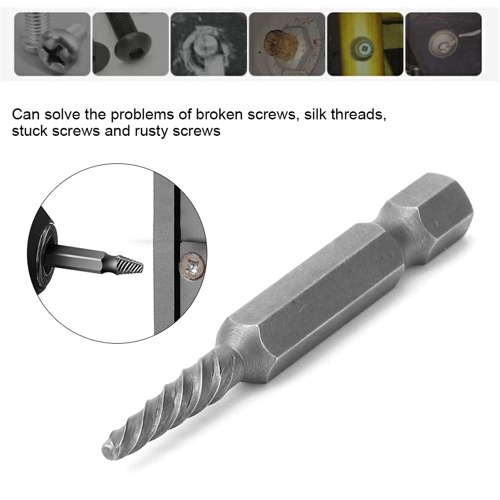 Holigie Screw Extractor, Bolt Extractor 5PCS Hex Silver High Speed Steel 50mm, Easy out Screw Extractor Set for 8.8-12.9 Grade Damaged Broken Bolts Screws