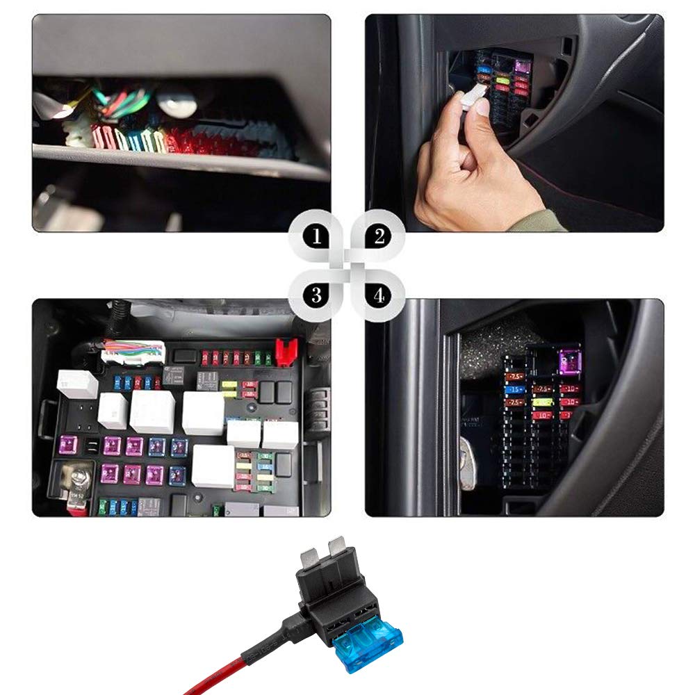 Gebildet ATC-Stromdieb-Set 4 Stecksicherungsverteiler Mit 6 Sicherungen (3–20 A) Und Zieher – Für 12–24 V KFZ