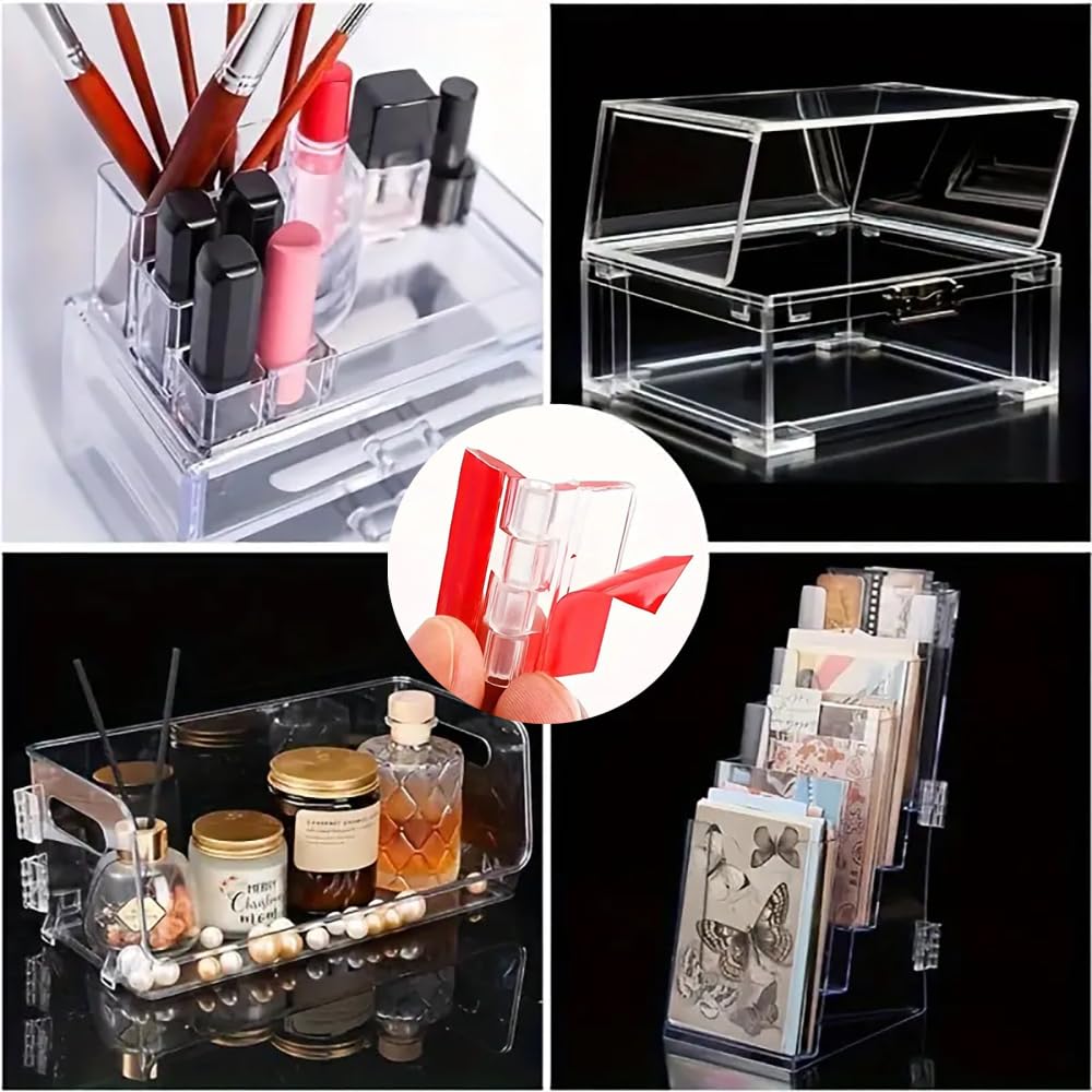 Clear Acrylic Hinges - 4 Pack Self Adhesive -5 Clear Acrylic Hinges - 4 Pack Self Adhesive -5