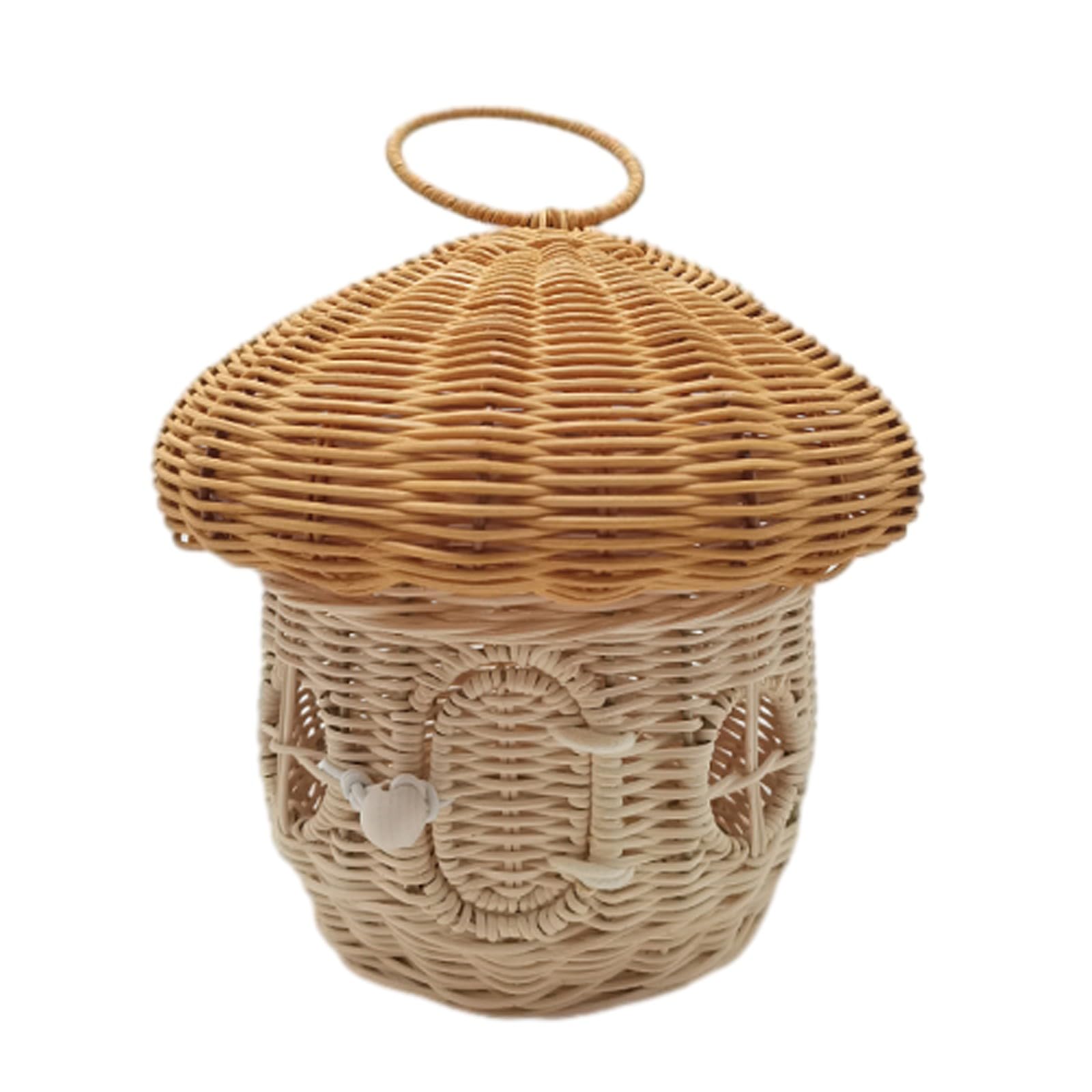 SXFSDOU Acorn Shaped Wicker Handbag - Handwoven Rattan Straw Crossbody Bag | Mushroom Design Naturals Basket Purse(C)