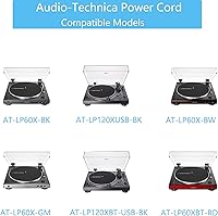 Vista 2 de VHBW Cable de alimentación de adaptador de CA para Audio-Technica AT-LP60X-BK, AT-LP60X-BW, AT-LP120XUSB-BK - Tocadiscos de accionamiento directo