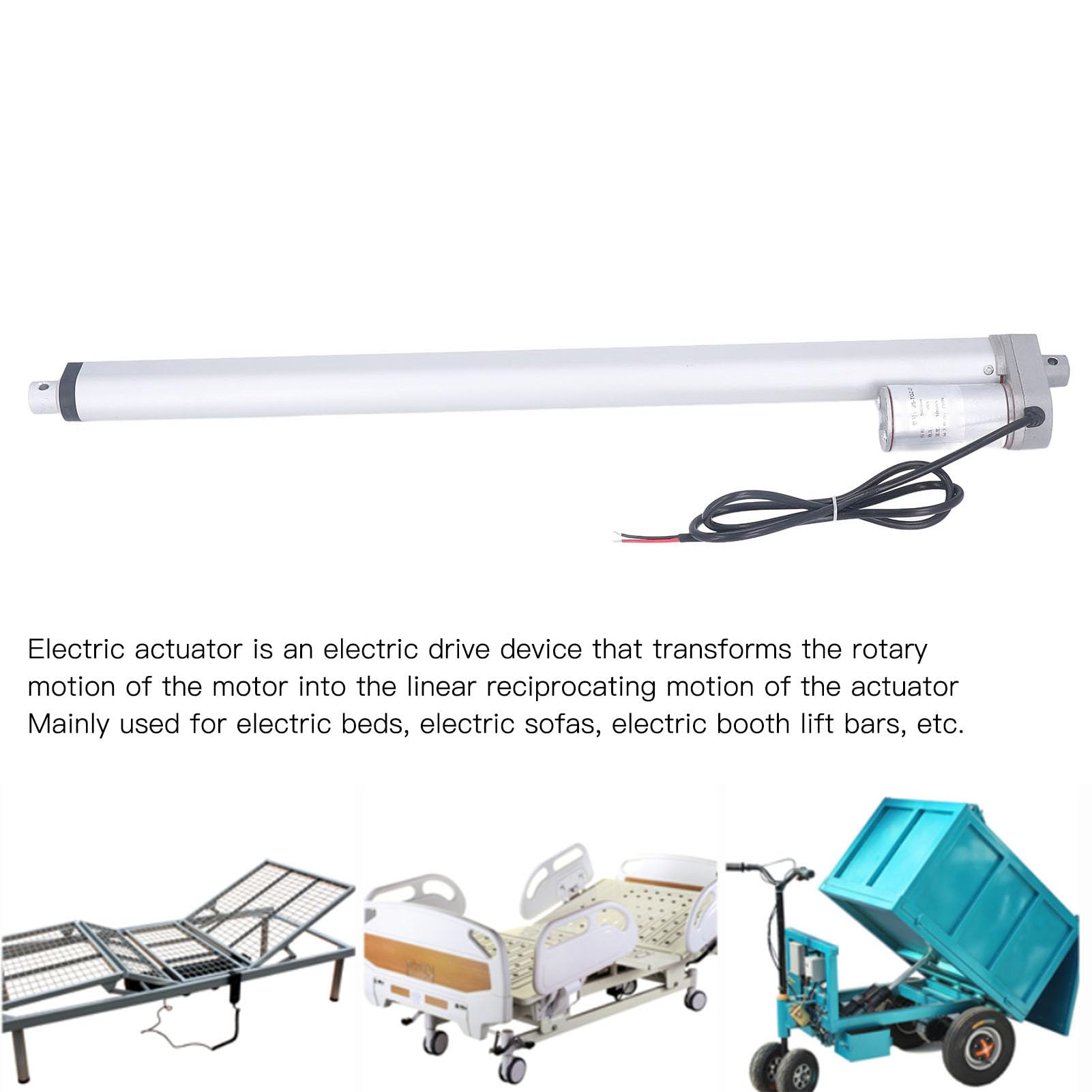Marhynchus Elektryczny Siłownik Liniowy Siłownik Ruchu Liniowego ze Stopu Aluminium Skok 500 Mm 12 V DC Siła 750 N 10 Mm S IP65 do Fotela do Masażu Medyczna Rozkładana Sofa Podnośnik Stojak na