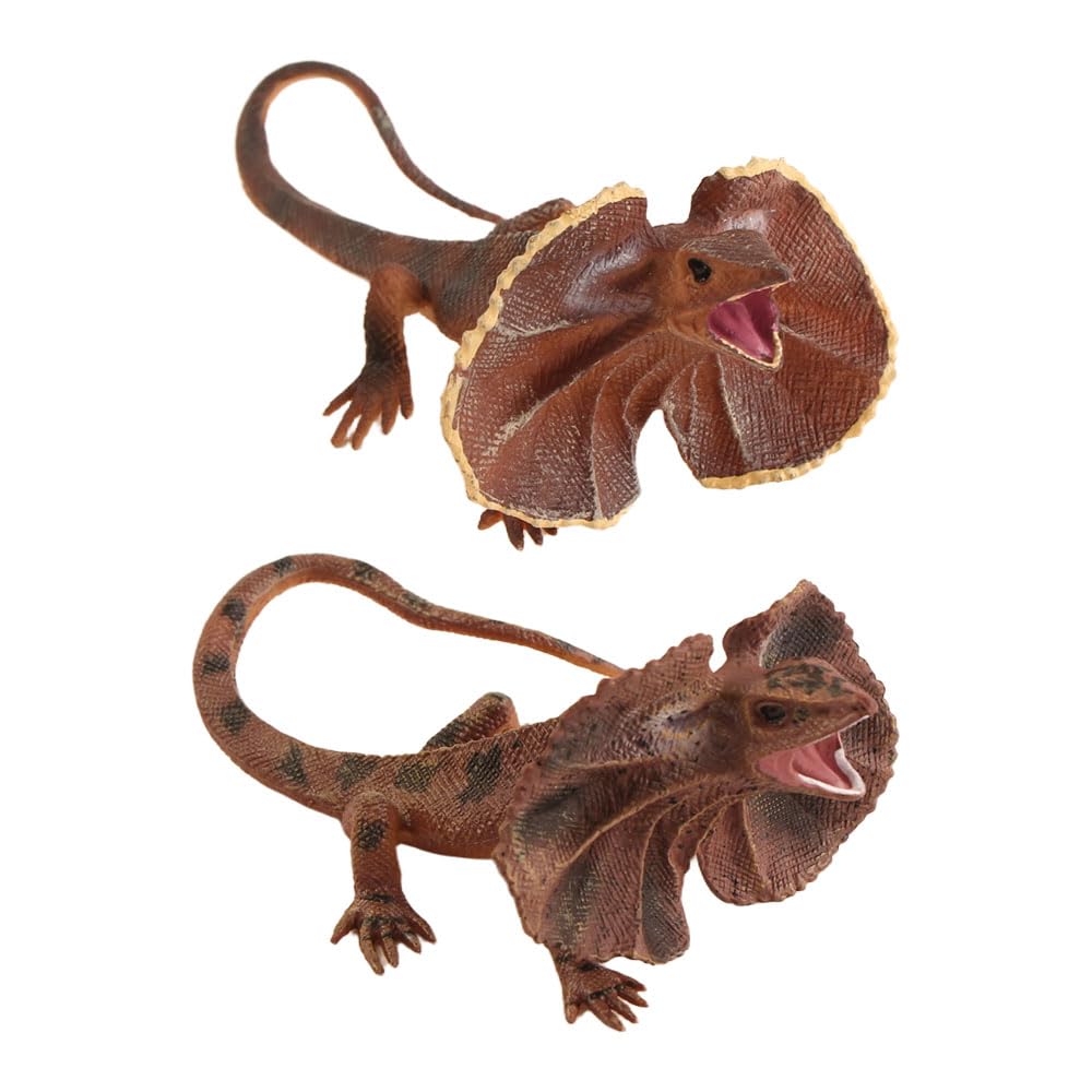 Jehoshaphat Aurichalceous 2Pcs Realistic Dragon Umbrella Lizard Model Ornaments Wild Animal Figurines For Courtyard Garden Greenery Succulent Layout Vehicle Interior And Household Space Arrangement