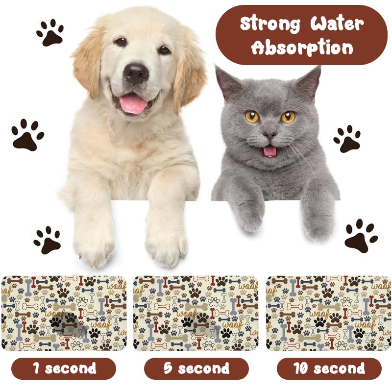 Zoeeya Dog Food Mats for Floors Waterproof, Dog Cat Water Bowl Mats Pet Feeding Absorbent Mat Dog Cat Pet Placemats for Food and Water Beige 12 * 20 inch