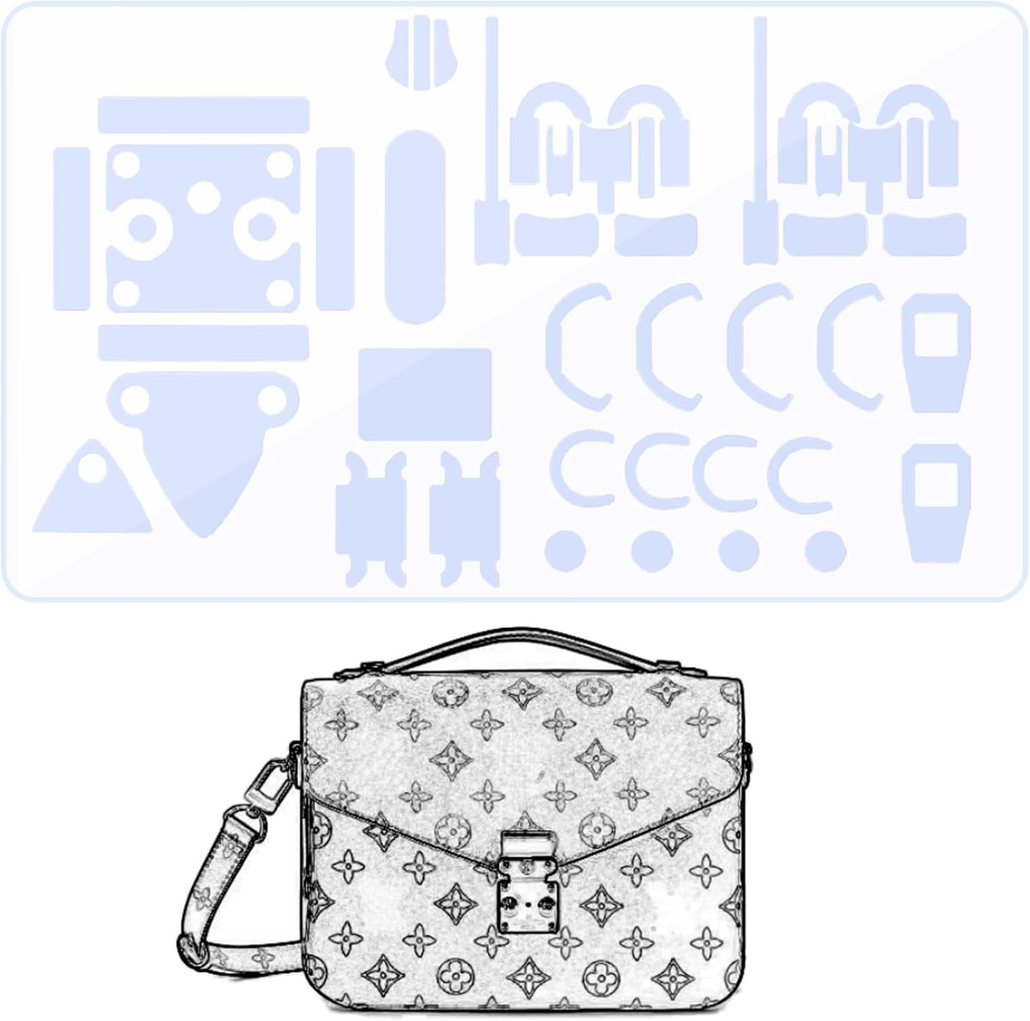 BagArmor Hardware Protective Film, Compatible with Pochette Metis. Purse Hardware Sticker Transparent, Anti-Scratch, Clear