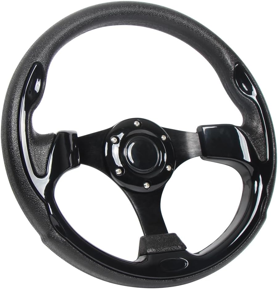 Universal EZGO Steering Wheel with Black Aluminum Frame Golf Cart Steering Wheel Fit for Yamaha Club Car DS and Precedent Tempo, RXV & TXT