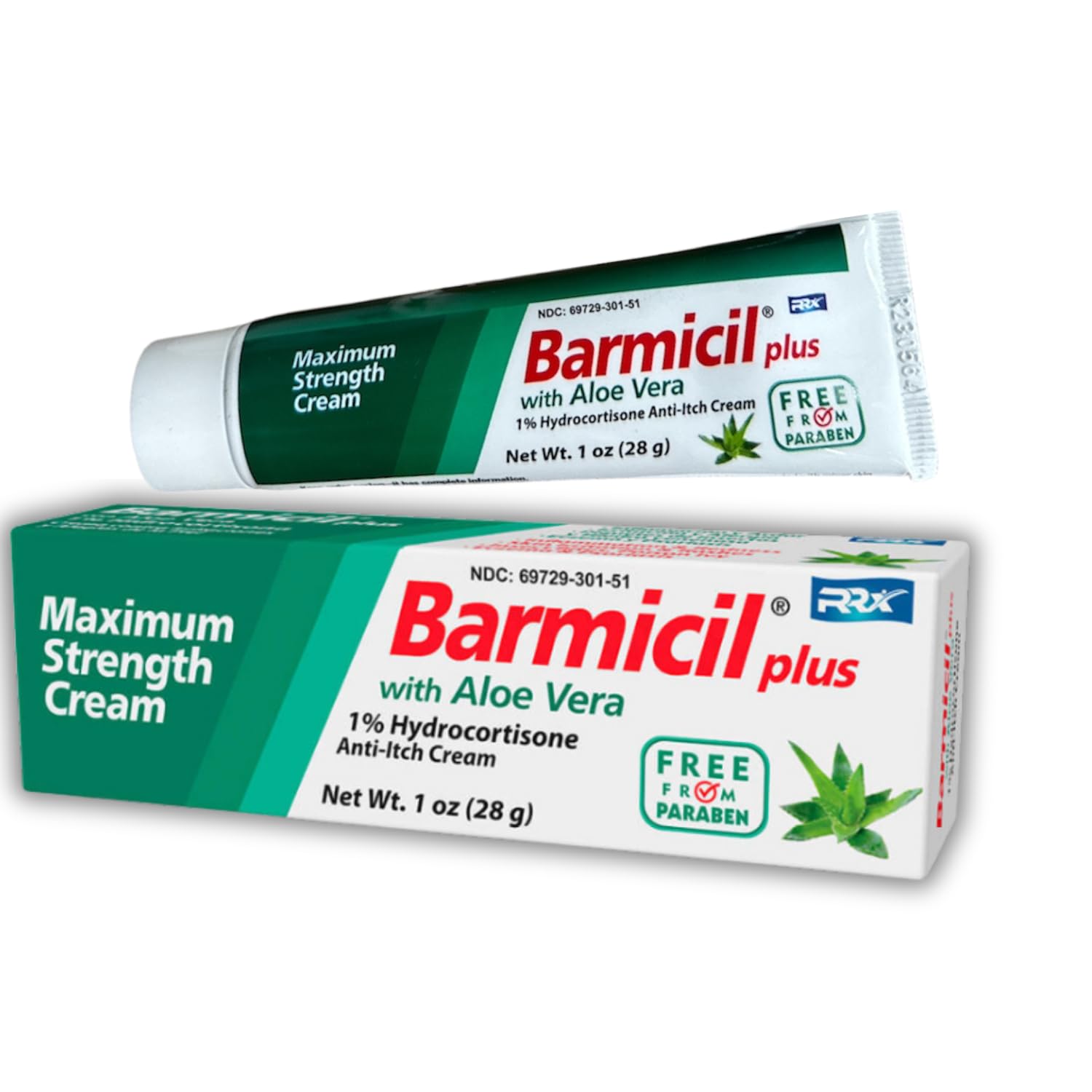 Barmicil Plus Maximum Strength 1% Hydrocortisone Cream, Intensive Anti-Itch & Relief for Eczema, Psoriasis, Rash, Bug Bites, Poison Ivy, Paraben-Free Formula with Soothing Aloe Vera, 1 oz. Tube