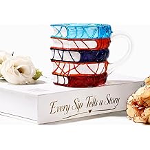 Book Coffee Mug Stained Glass, 3D Painted Chapter Book Mug &ndash; Handcrafted Stacked Books Coffee Cup, Unique Librarian &amp; Book Lover Gifts, Literary Mug for Readers, Bibliophile Decor