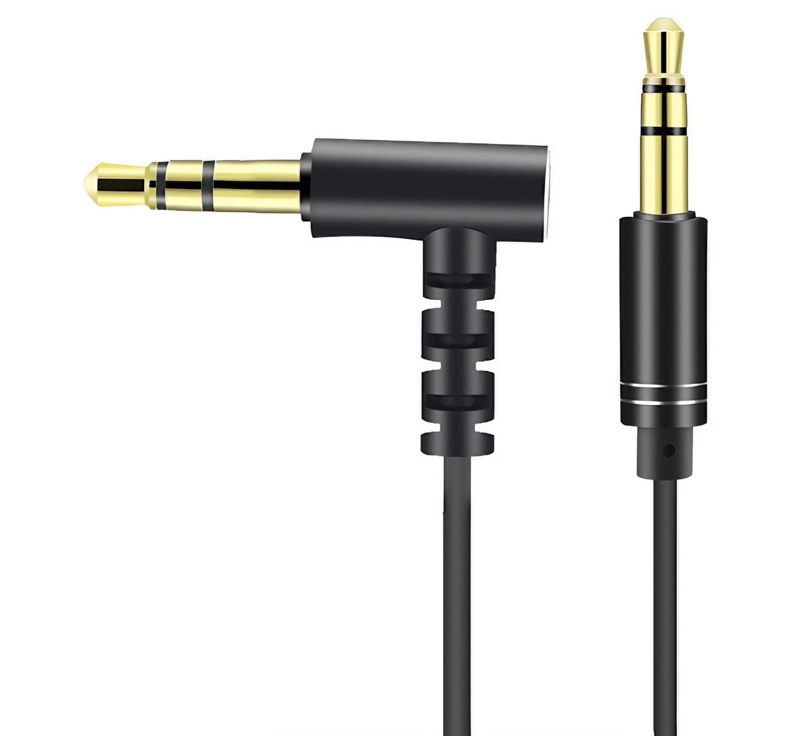 Aux Cord 3.5mm 90-Degree Angle Audio Cable Male to Male - 3ft Hi-Fi Sound for Headphones, PC, Car, Speakers, iPhone, Home Stereos, iPod, Echo - Black Auxiliary Adapter