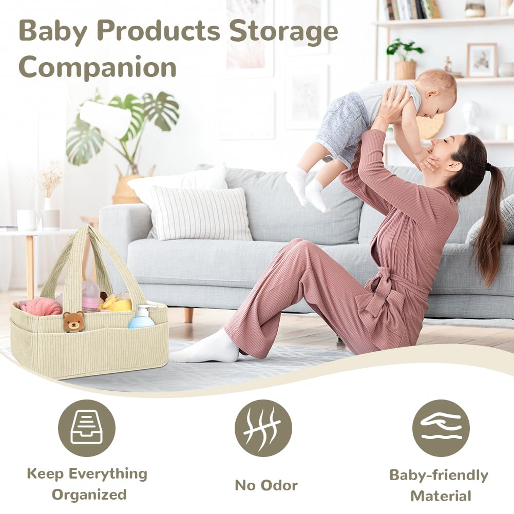 HAGOT Nappy Caddy, Baby Diaper Caddy Organizer, Foldable Bag Organizer with Compartments for Mum to Be (Cream) - Image 4