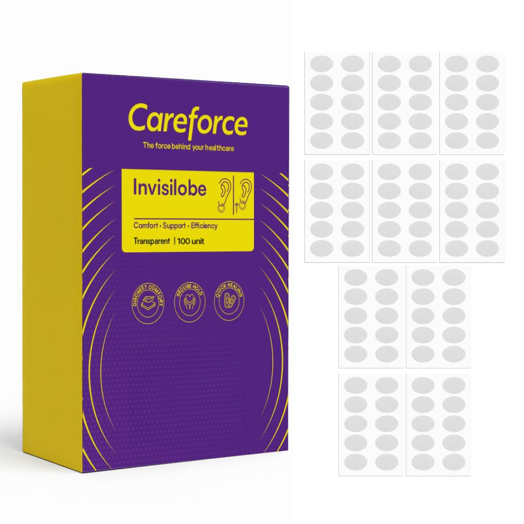 Careforce Invisible Ear Lobe Support for Heavy Earrings Waterproof Earlobe Support Patches Transparent Stickers for Earring Lifter Tape for Torn or Stretched Piercings (Pack of 100)-image-19