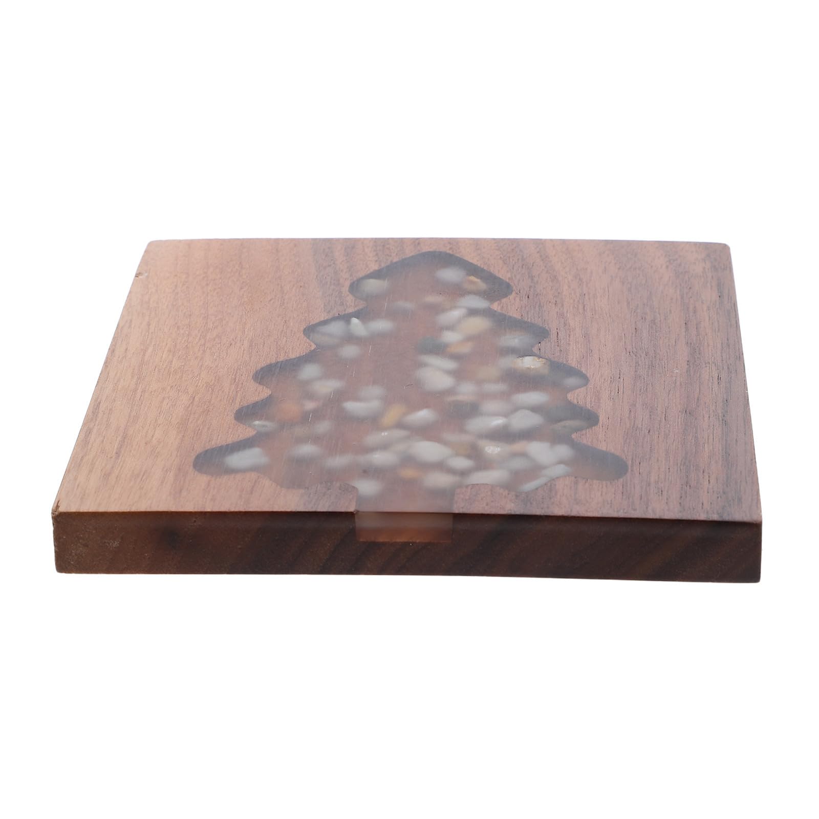Beaupretty 5 Pièces Dessous de Verre Sapin de Noël Carré en Bois, Pierre