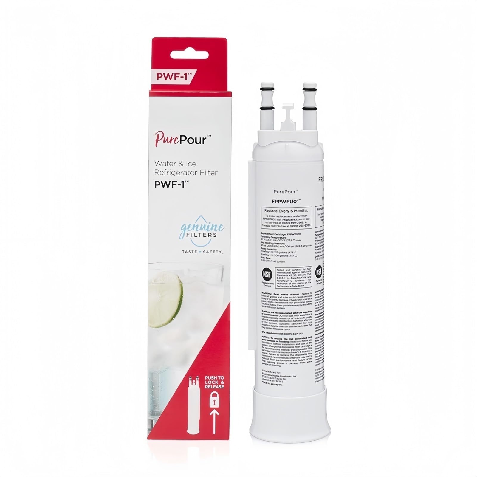 Cartuccia filtro acqua frigorifero, rimuove efficacemente cloro e odori, compatibile con produttori di ghiaccio, durata di servizio di 6 mesi, adatta for il modello PWF-1 (1 PC)