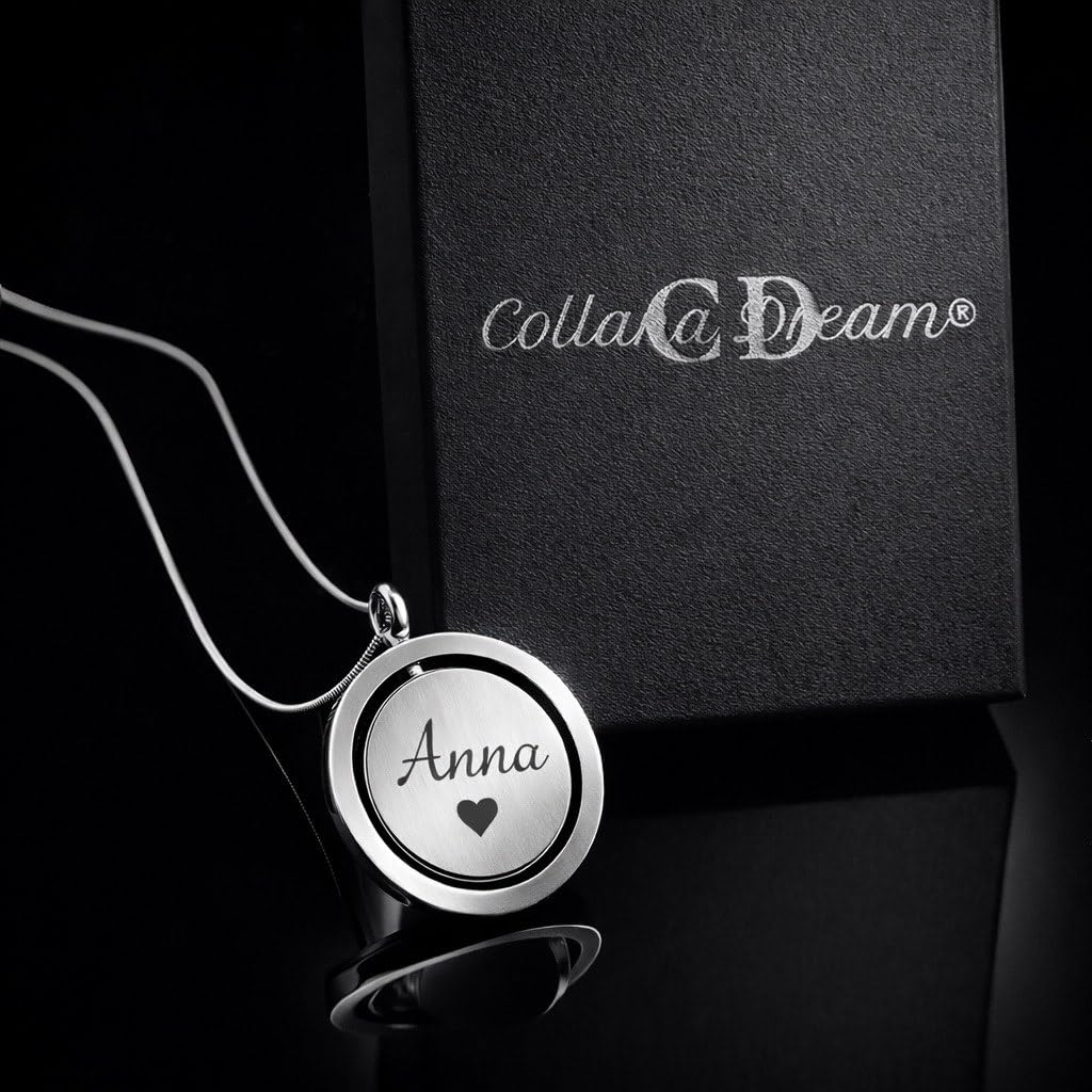 Collana Personalizzata Uomo Donna in Acciaio Inossidabile con Cerchio Girevole – Incisione Fronte e Retro – Ciondolo Rotante Unisex – Idea Regalo Coppia, Anniversario, Compleanno – CollanaDream