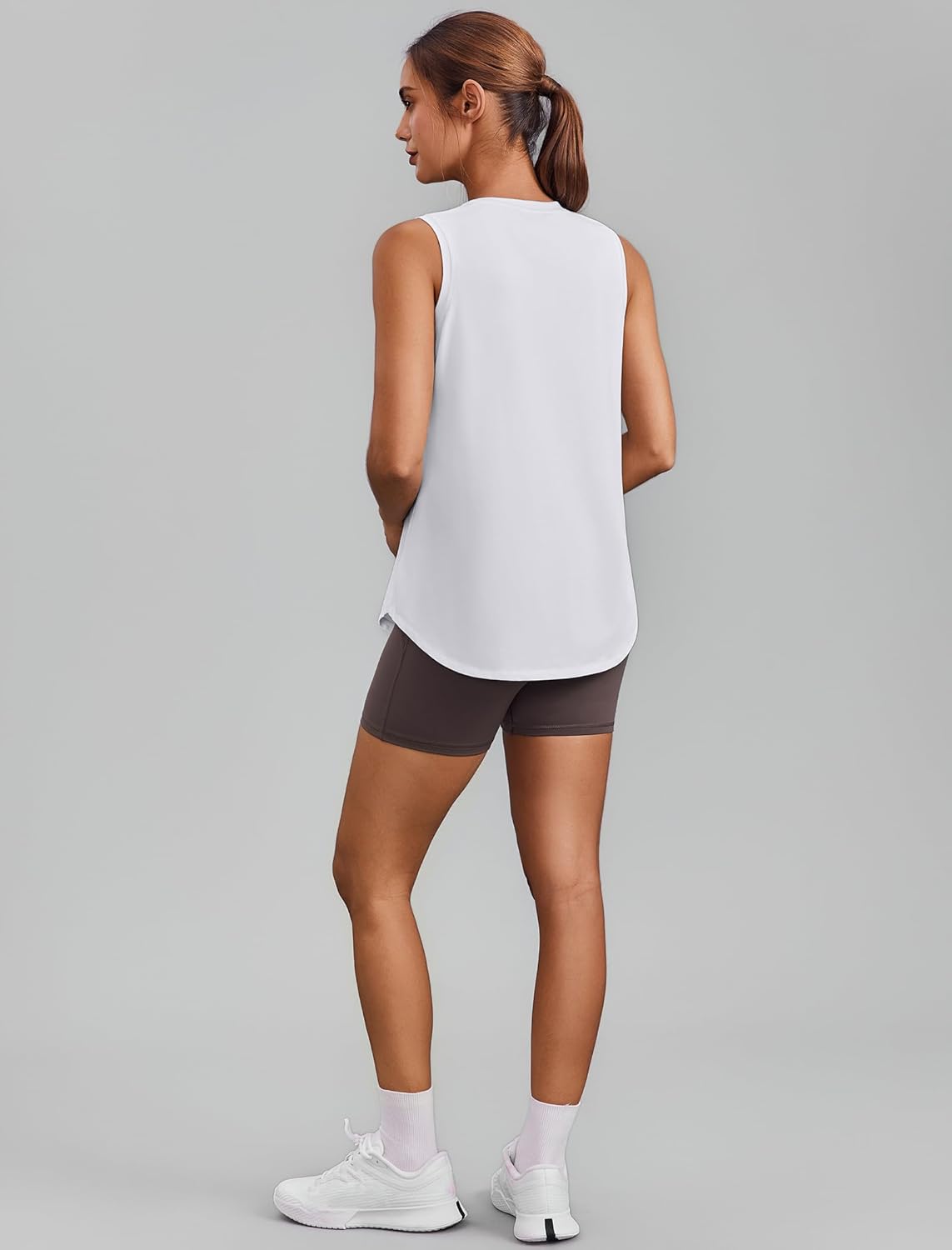 PINSPARK Workout Tops for Women Sleeveless Athletic Tank Tops UPF 50+ Running Tanks with Side Slits Loose Fit Gym Yoga Shirt - Image 2