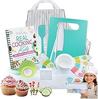 Vista 1 de TOVLA JR. Kids Real Cooking Set Cooking Tools for Kids Ages 5–12 Montessori-Inspired Beginner Kitchen Kit with Visual Recipe Cookbook & Storage