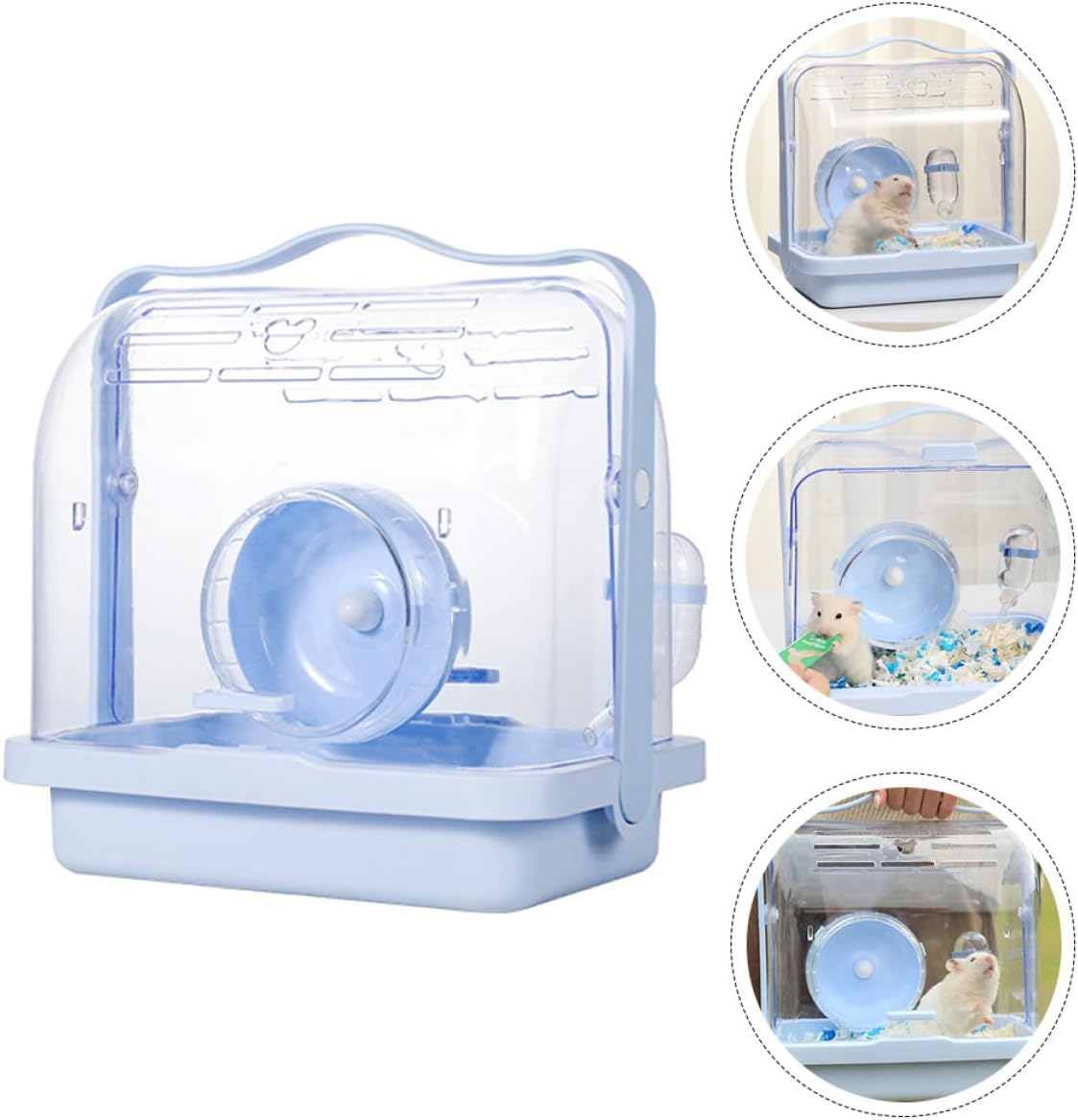 Plastic Hamster Travel Cage with Handle Portable Small Animal Carrier for Outdoor Use Cream Blue Hamster Cage and Small Pets