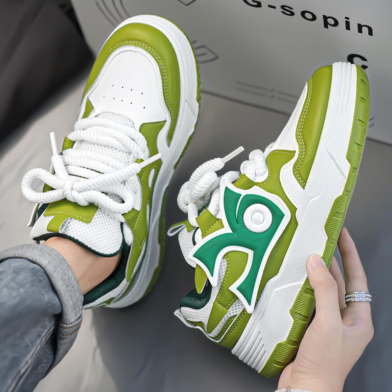 Men's Fashion Leather Lace-Up Chunky Sneakers Lightweight Platform Walking Running Driving Casual Sport Shoes3