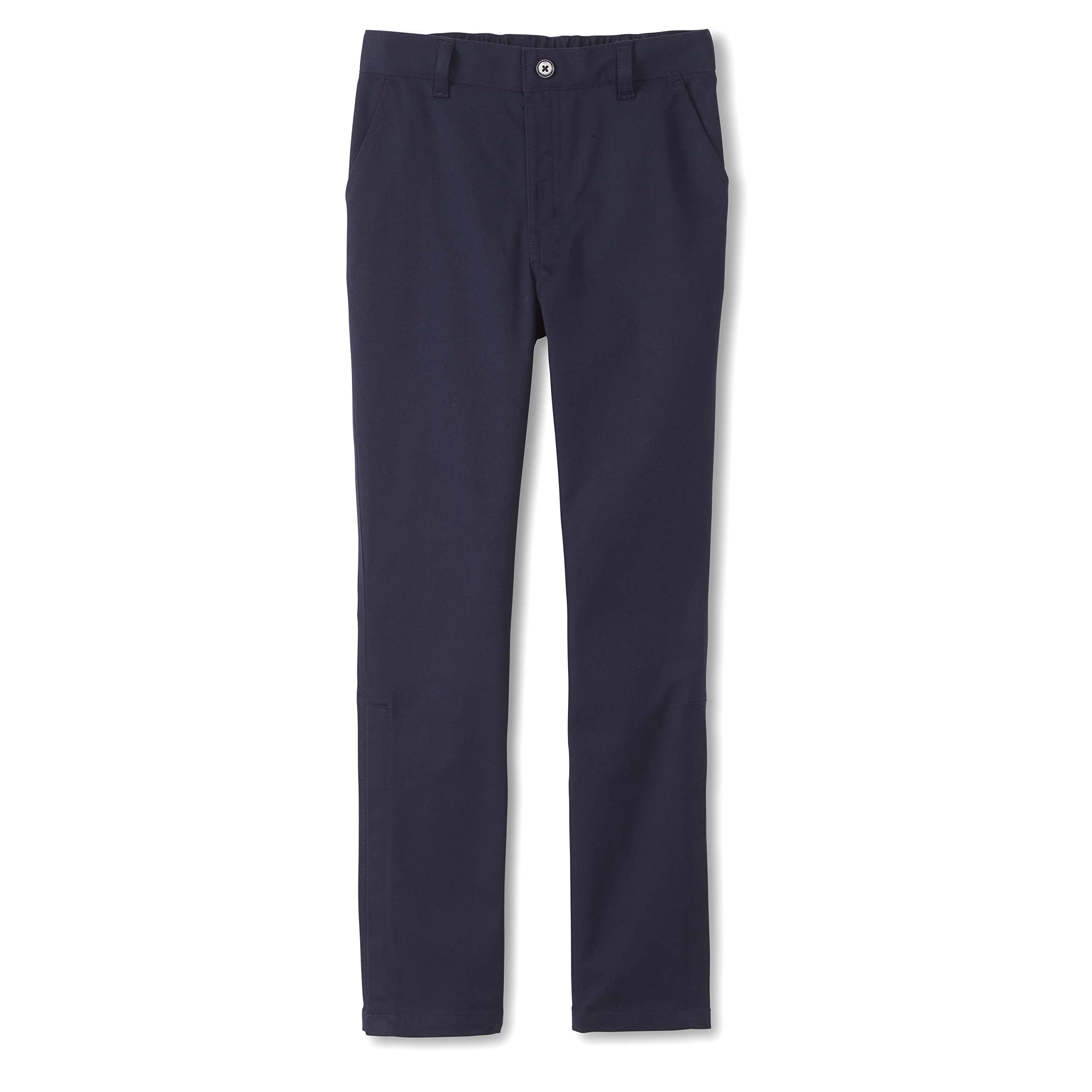 Pantalons fille straight leg en coton sergé extensible confortable