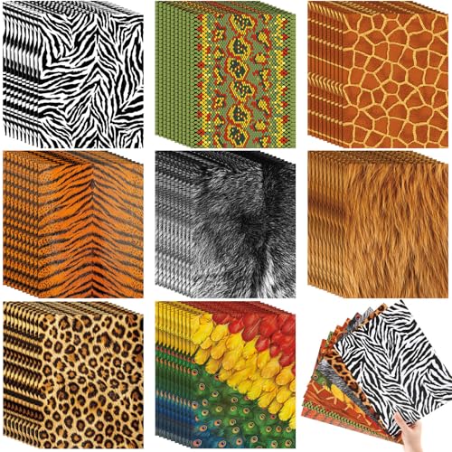 MotiMind 80 Pcs Animal Craft Paper Animal Print Scrapbook Paper