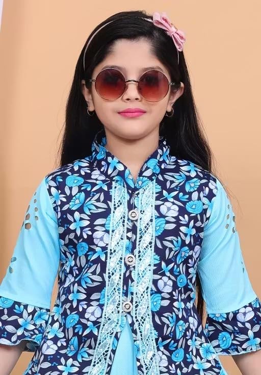 Image of Long Floral Kid Girls Dress| Comfortable, Breathable, Lightweight, Skin Friendly|SL 239