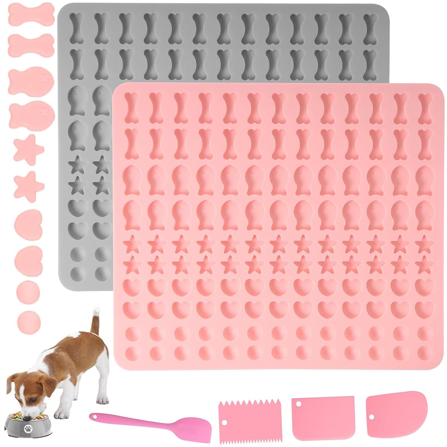 Moule à biscuits en silicone pour chien x2 avec grattoir à pâte sans BPA