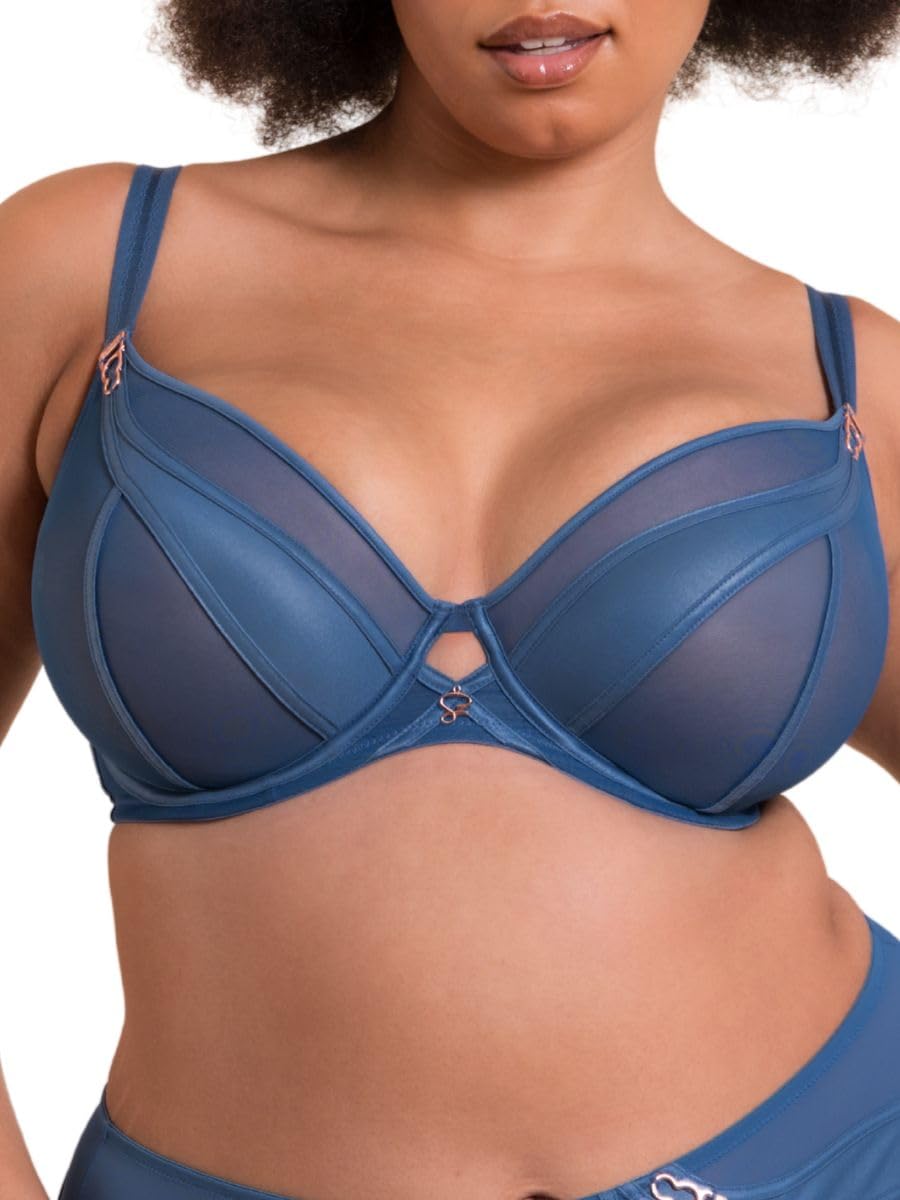 Curvy Kate Scantilly Suspense Plunge Underwired Bra Womens Ladies Underwear Lingerie French Blue Size 38GG