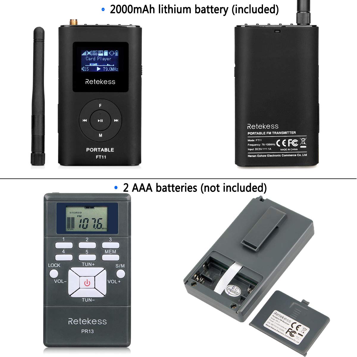 Retekess FT11-PR13 Inalámbrico de Sistema de Guía Turístico con Caja de Almacenamiento,1 Caja de Almacenamiento, para Guías Turísticos, Conferencias, Fábricas, Restaurante