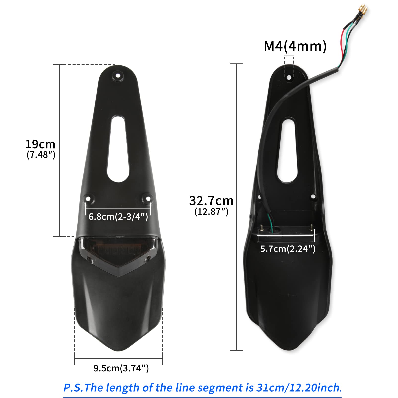 Fanale Posteriore Moto Motocross Luci Di Arresto Del Freno LED Fender, 12V Omologato Portatarga Moto Universale per Enduro Dirt Bike XR250 400 650 WR250F 450F 250X 450X Crf Mx Trail Supermoto