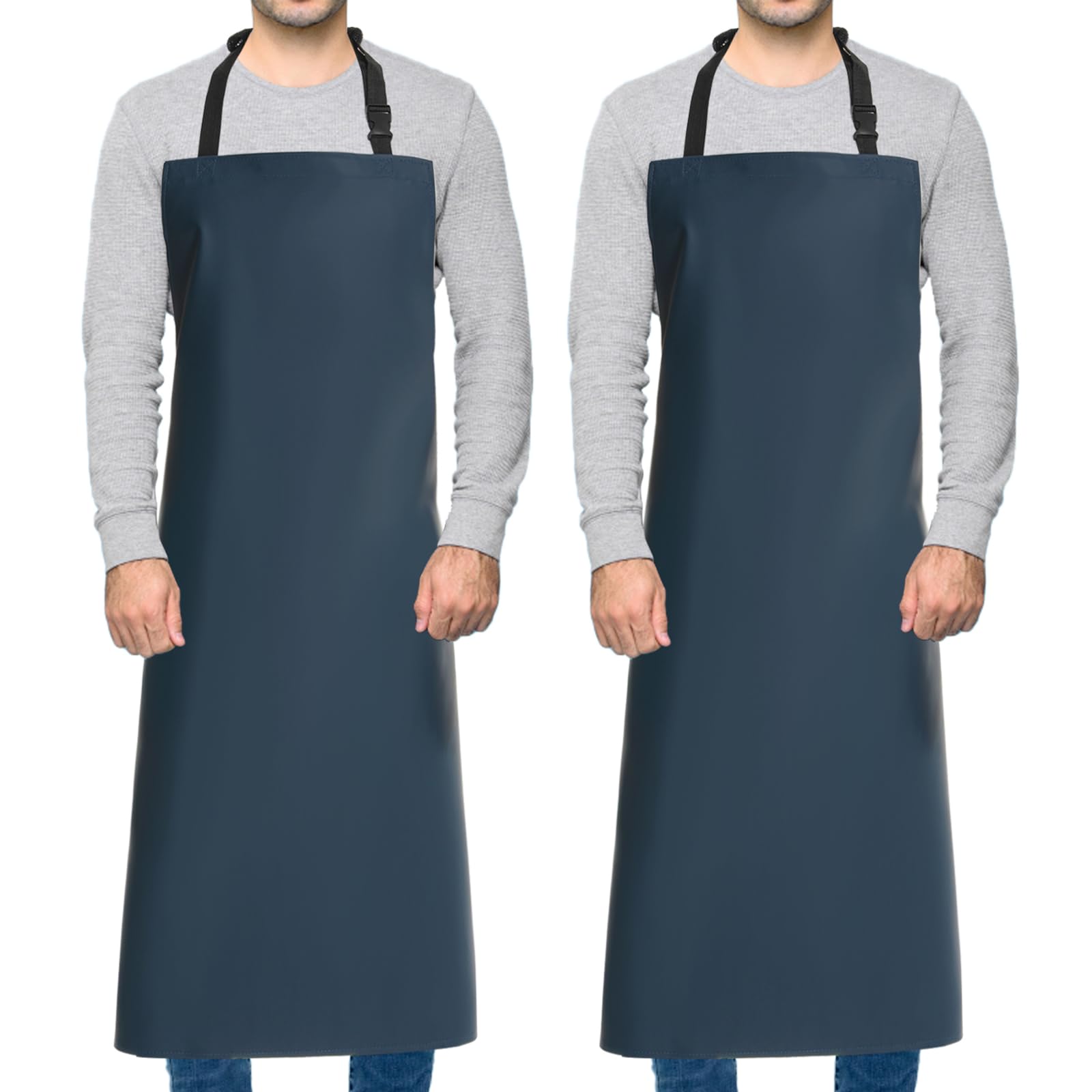 Homsolver 2 Pack Waterproof Rubber Vinyl Apron for Unisex Adult, Lightweight Chemical Resistant Industrial Work Apron
