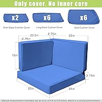 Vista 2 de 14 Piezas Fundas de Cojín de Repuesto para Patio, Exteriores, a Prueba de Salpicaduras, con Cremalleras, Protector para Muebles de Patio Solo Funda