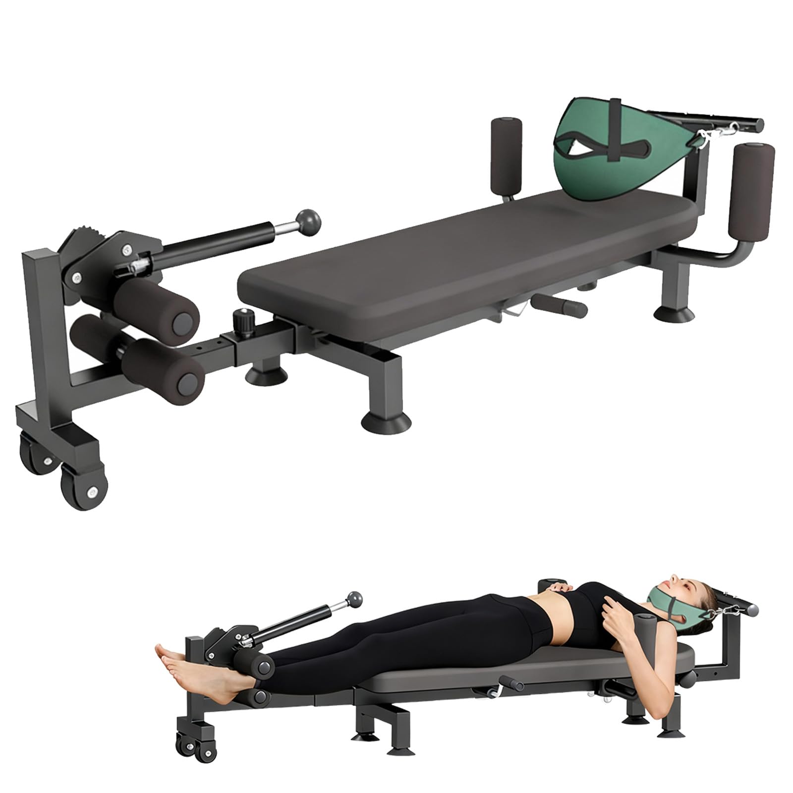 Photo 1 of Fitness Full Body Traction Bed, Portable Massage Cervical Traction Table, Stretch Decompression Machine for Tension Relief, Home Lumbar Traction Bed (Black)