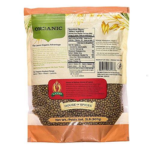 Laxmi Organic Whole Moong, Mung Bean Seeds - 2lbs for Cooking & Sprouting - Thumbnail 2