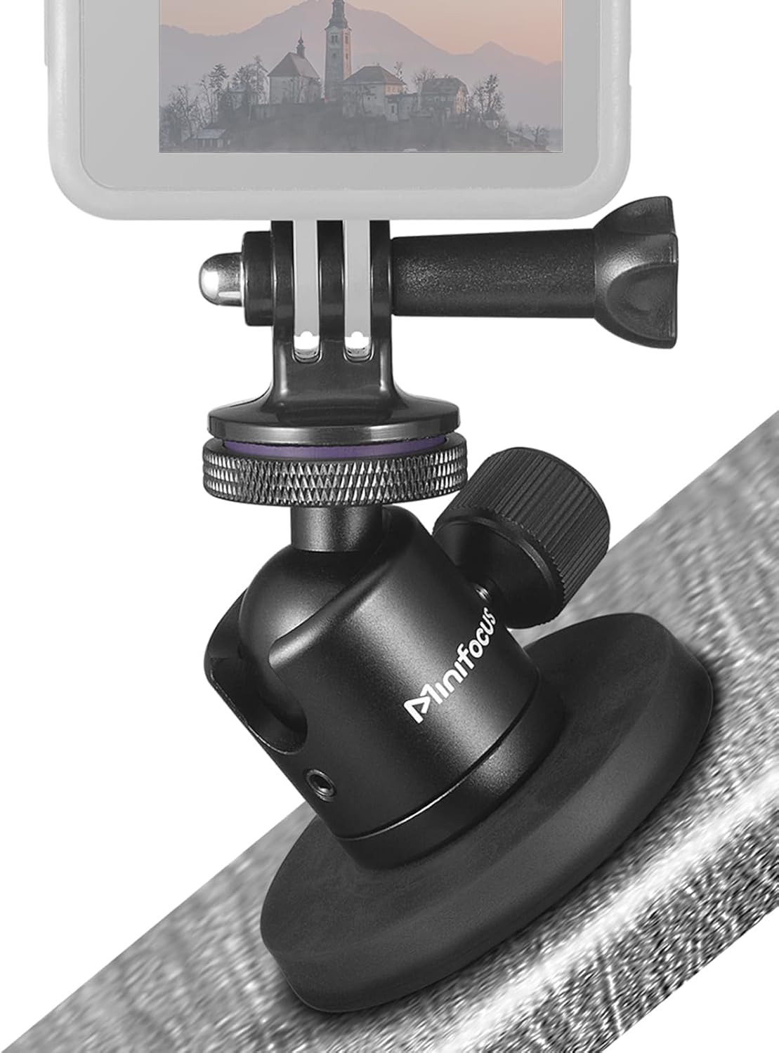 Magnetic Camera Mount for Action Camera, with 360° Ball Head & Gopro Tripod Adapter, 66mm Rubber Coated Neodymium Base with 1/4" Thread for GoPro, Insta360 & Action Cameras, Attaches to Metal Surfaces