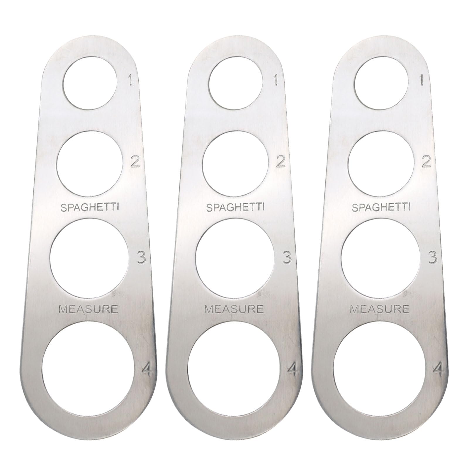 UILYNIU 3 Piezas Medidor de Espaguetis Acero Inoxidable, Herramienta de Cocina, Medidor de Espaguetis con 4 Agujeros Medidores, Porcionador de Espaguetis para Cocina Restaurante (Plata)