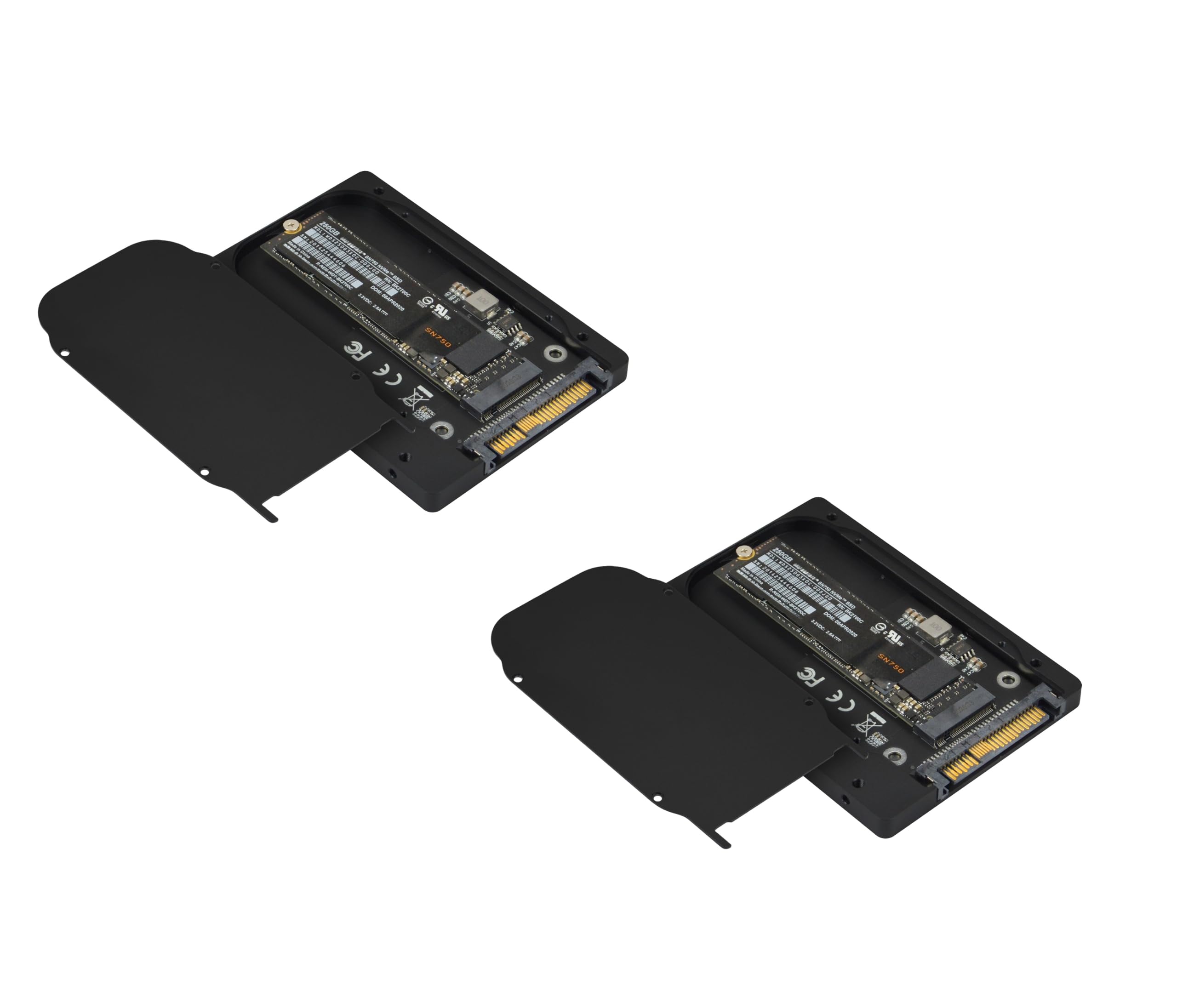 2-pak obudowy U.2 na NVMe SSD, U.2 (SFF-8639) na M.2 Key-M 2,5-calowy konwerter SSD 7 mm, kompatybilny z PCIe 3.0 4.0 NVMe i AHCI SSD - czarny