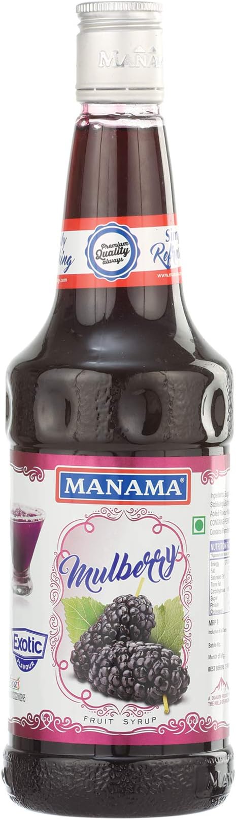 Manama Mulberry Syrup | Mixer for Mocktails, Cocktails, Drinks, Juices, Beverages | Non Alcoholic Mix 750ML Bottle