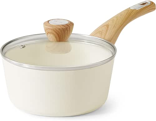 SENSARTE Ceramic Nonstick Sauce Pan with Lid, 1.5 Quart Small
