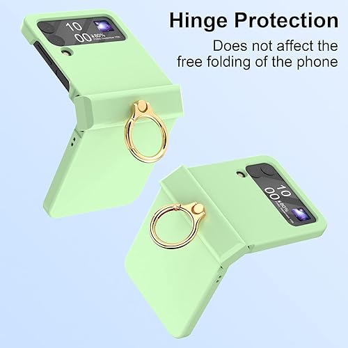 Miniatura 4 de Funda compatible con Galaxy Z Flip 4 con protección de bisagra y soporte de anillo, funda protectora delgada y fina para Samsung Z Flip 4 5G (verde)