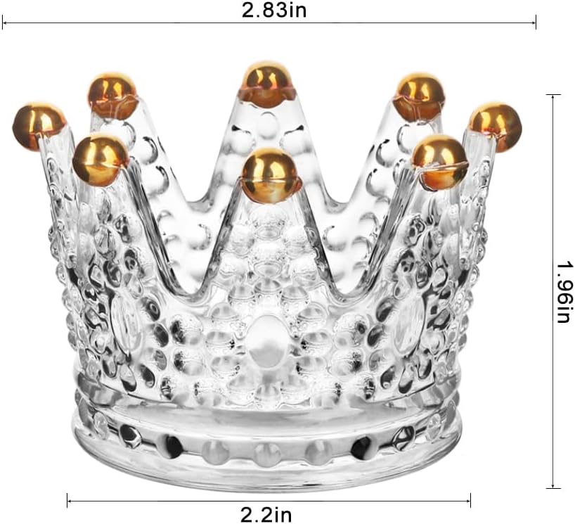 Set of 24 Crown Glass Tealight Candle Holder,Votive Candle Holders for Wedding, Party, Home Decoration, Jewelry Storage Tray (Glass, Gold24Pcs)