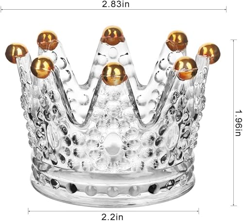 Miniatura 3 de Juego de 6 portavelas de cristal con corona, portavelas votivas para bodas, fiestas, decoración del hogar, bandeja de almacenamiento de joyas