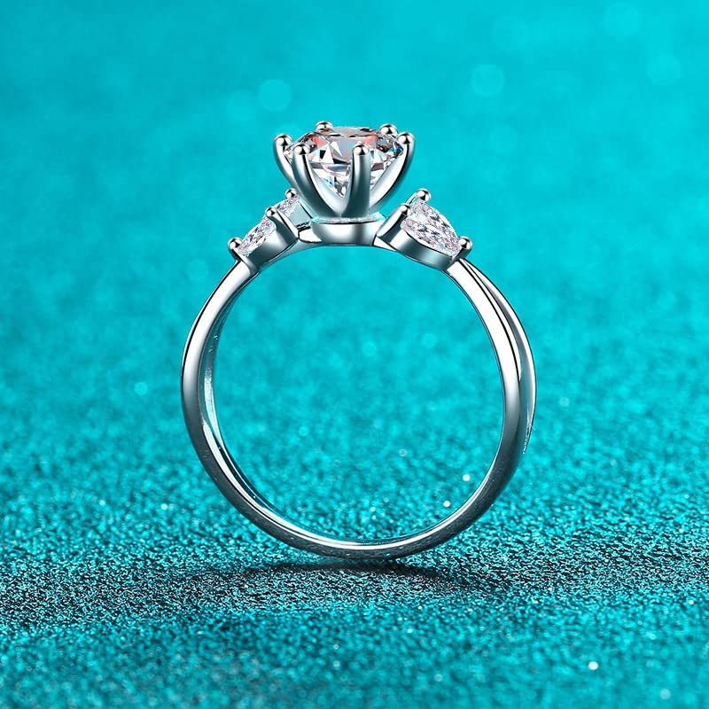 Bague moissanite 1ct argent 925 et oxyde de zirconium
