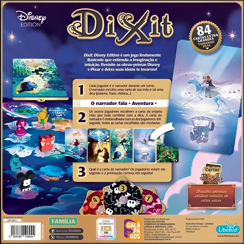 Galápagos, Dixit: Disney Edition, Jogo Festivo para Família e Amigos, 3 a 6 jogadores, 30 minutos po