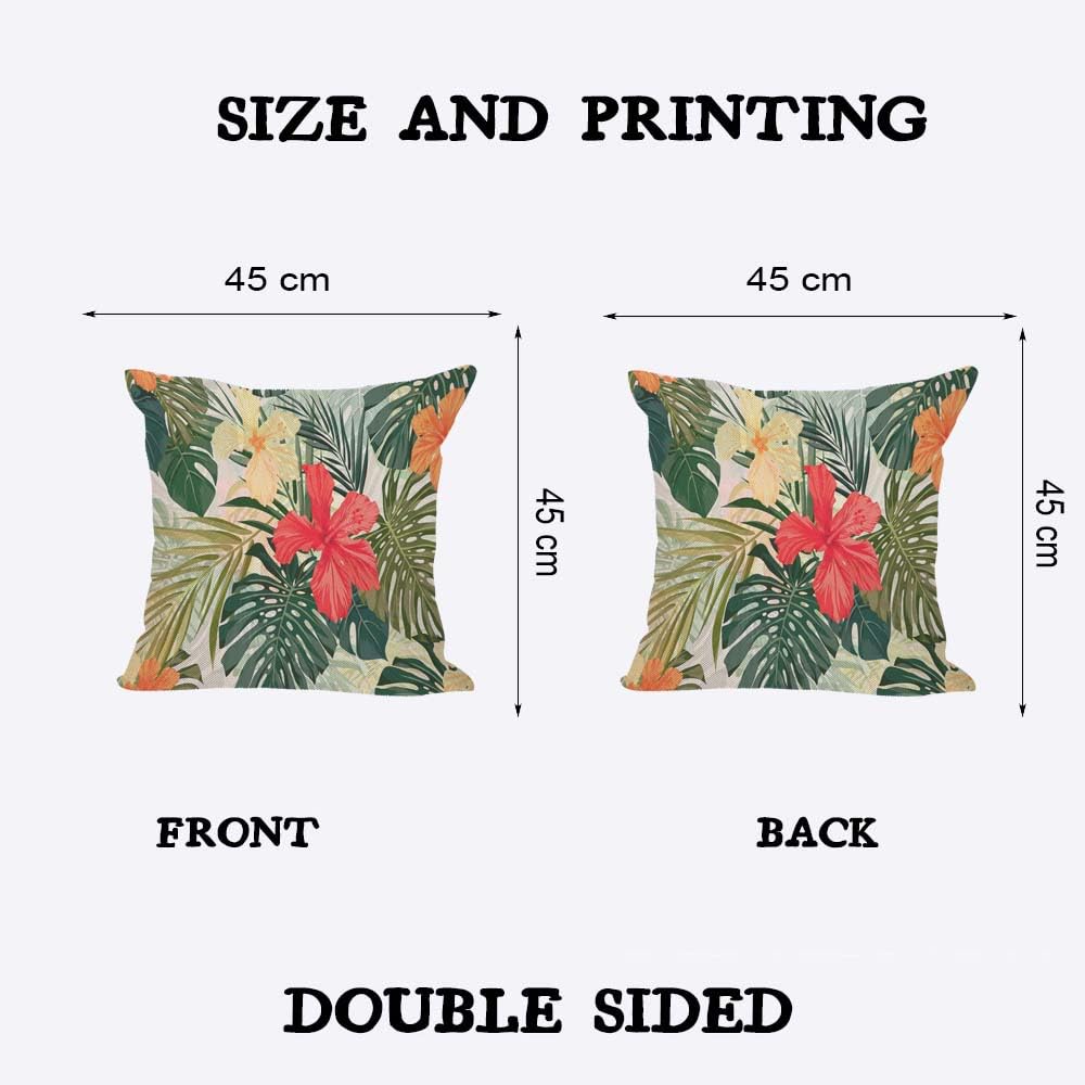 Orythyra Throw Pillow Case Cushion Cover Hibiscus Flowers Linen Pillowcases Pillow Cover Living Room Couch Bed Sofa Car Waist Cushion Cover Farmhouse 45X45 CM - Image 2